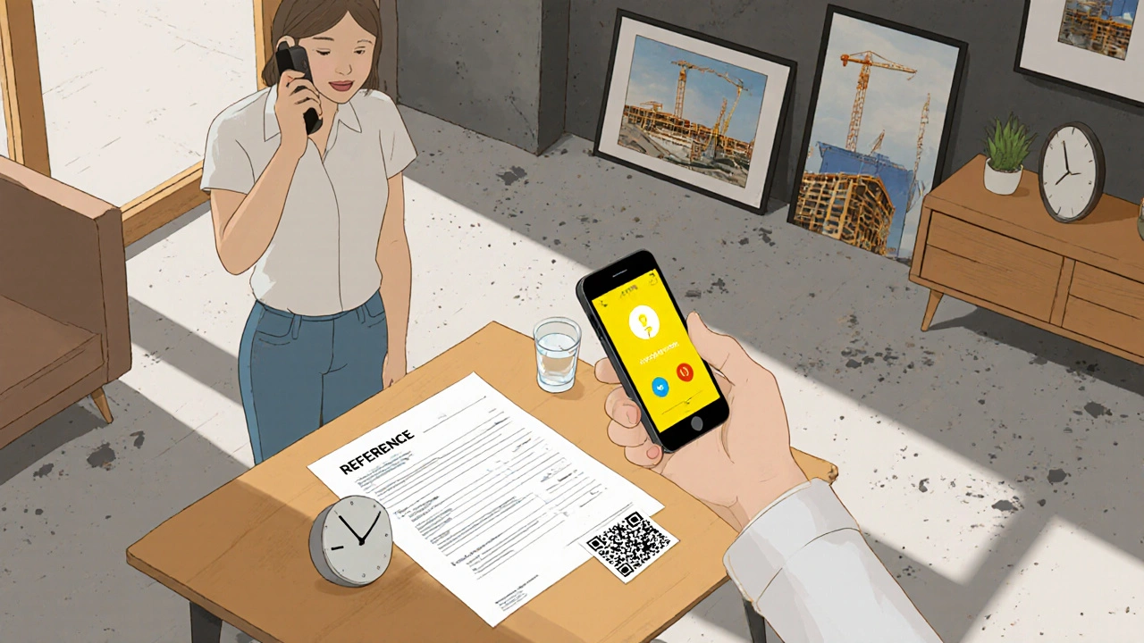 Domácí majitel hovoří s reference na telefonu vedle podepsané smlouvy a záručního listu.