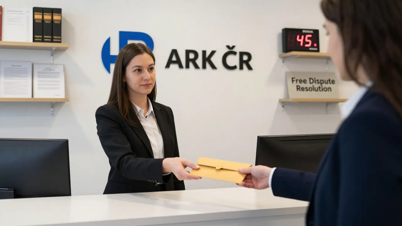 Klient podává stížnost do ARK ČR v pražské kanceláři.