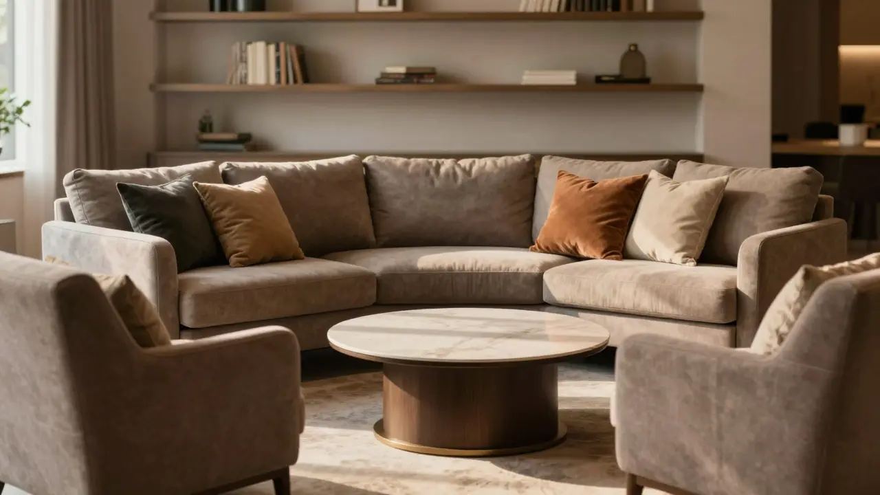 Rozhodovací sedací souprava kolem kulatého stolku