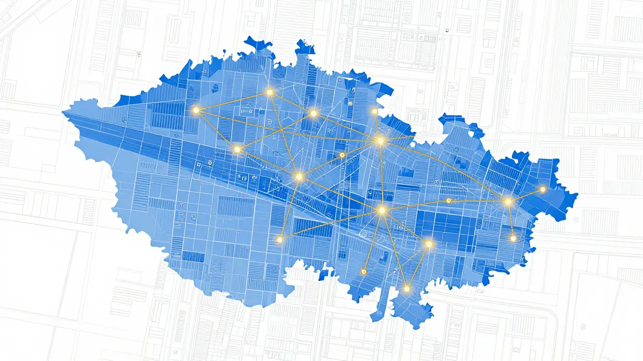 Abstraktní mapa katastru nemovitostí s zástavním právem
