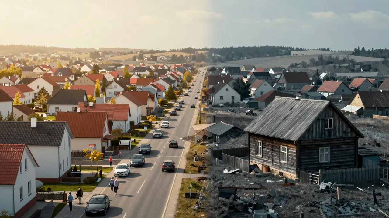 Kontrast mezi žádaným předměstím a zanedbanou periferní vesnicí v českém realitním trhu