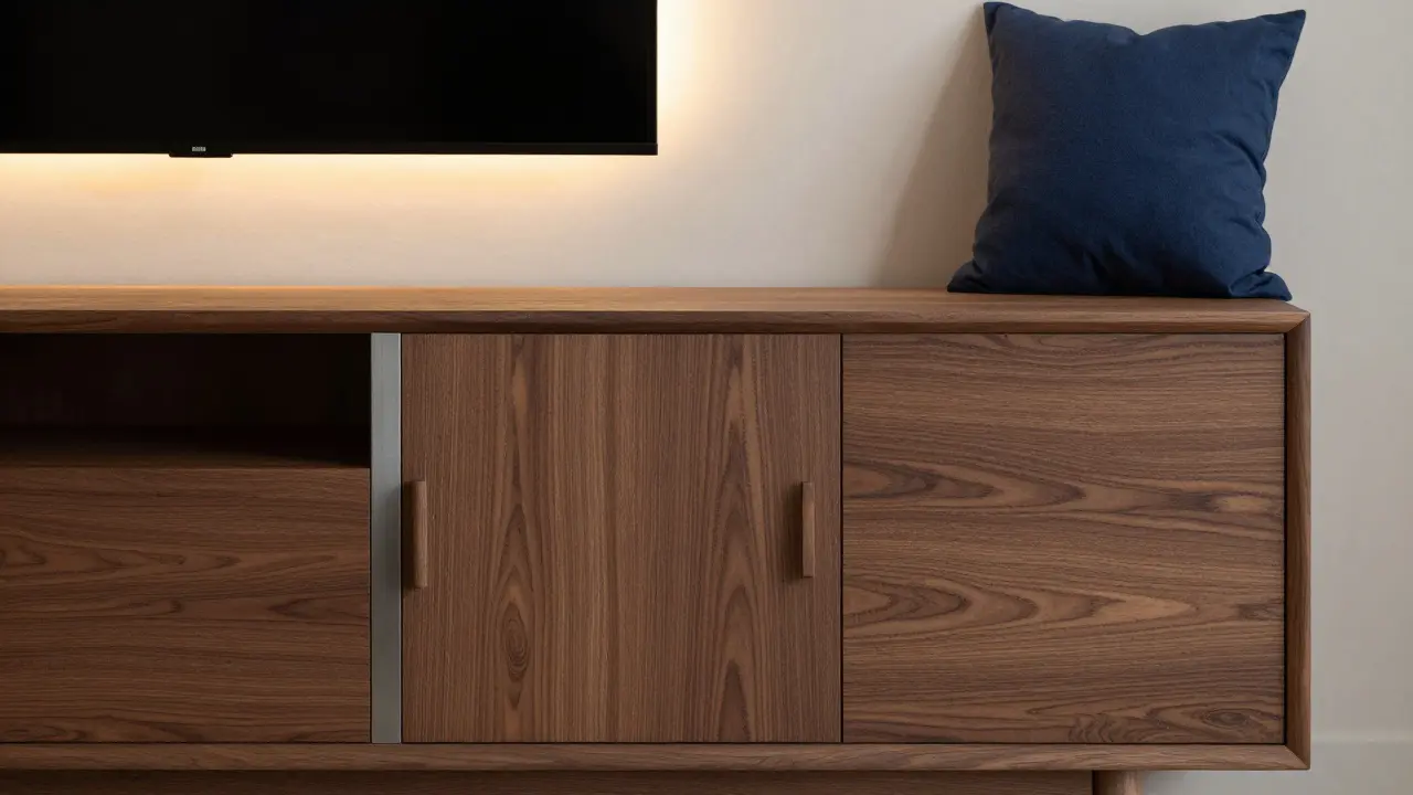 Detail materiálu a vrstveného osvětlení v minimalistickém interiéru