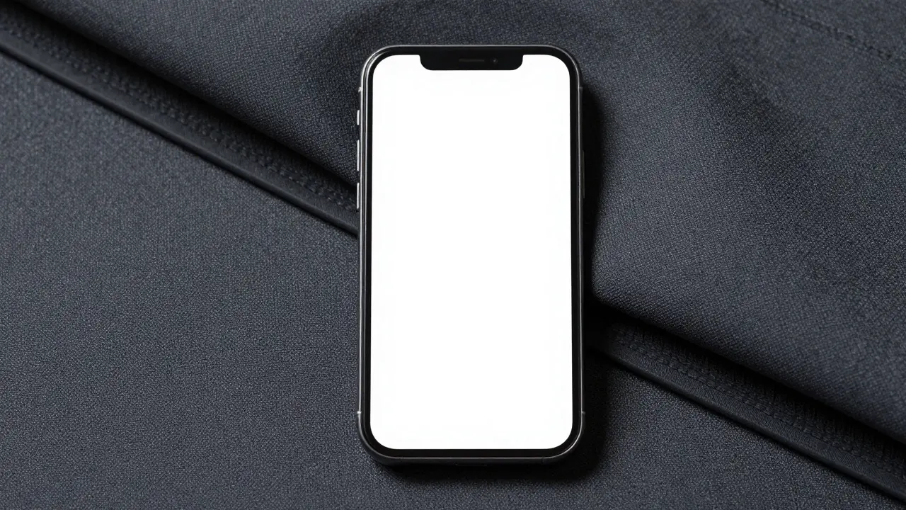 Detail blackout látky blokující světlo z mobilu